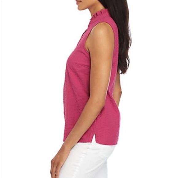 Petite Sleeveless Ruffle Split Neck Blouse - Picture 3 of 3